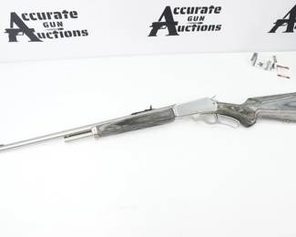 Serial # 93029109 Condition: Excellent If you live in the wilds and need a rifle the recommended shooting iron is a Marlin 1895 lever-action chambered in 45-70 Government. Introduced in 1874 as a black powder military load the 45-70 has never gone out of favour and today in strong weapons running on smokeless loads and with modern bullets it’s a devastating, short range performer. This Marlin is in Grey and Black paired with stainless steel makes it a good looking rifle. This Rifle comes with the original box and is in excellent condition showing normal signs of use and wear. 