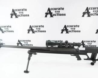 The AR-50 is a single shot bolt action rifle chambered for the powerful .50 BMG cartridge. The rifle features a unique octagonal receiver and utilizes ArmaLite's proprietary V-Channel chassis. Designed for the challenges of long-range shooting, the AR-50 is exceptionally accurate with a highly effective muzzle brake. This rifle comes with a hard Pelican case and other accessories. The rifle is in excellent condition showing minimal signs of use and wear. 