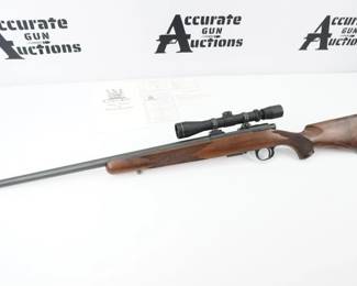 Serial # M115 Condition: Excellent Although still a young company, Cooper Firearms of Montana, Inc. has firmly placed its mark in the history of American shooting sports by having set a standard of quality formerly reserved only to custom gun makers. Beginning in 1990 a handful of former employees from Kimber of Oregon, with over 50 years in combined experience, set out to design and build the finest production rifles made in the United States. This Model 57-M is one of the best 22 Rifles on the market. The barrel measures 23 inches and is paired with a Leupold Vari X 3-9 Compact scope. This Rifle is in excellent condition showing minimal signs of use and wear.