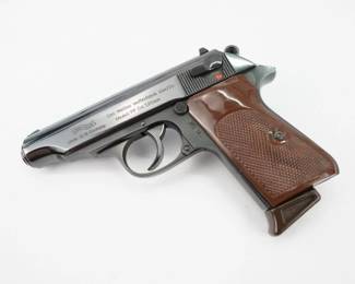 Serial # 422978 Condition: Excellent The original PP was released in 1929. It was designed for police use and was used by police forces in Europe in the 1930s and later.The semi-automatic pistol operated using a simple blowback action. Chambered in 7.5mm This pistol is in excellent condition showing normal signs of use and wear. 