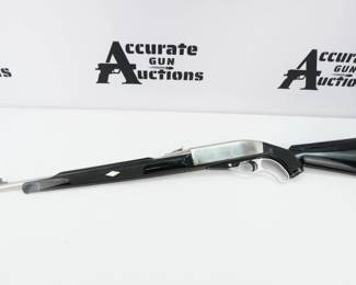 Nylon 76, a lever action 22 long rifle, this rifle has a nickel finish. The rifle has a barrel date code of EJ, October of 1963. This rifle was made before the 1968 Gun control Act. As it lists no serial number. As with all firearms, look at the photos, it will give you the best idea of its condition. Check out the other related Remington Nylon firearm, in this auction.