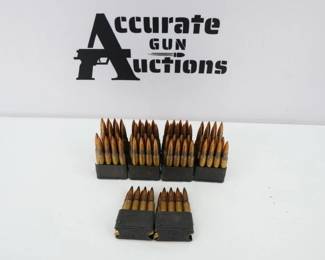 Caliber: 30 CAL
80 Rounds Of cliped 30 cal, 10 Clips with 8 Rounds each. 