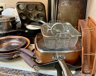Frying pans, baking pans, pots