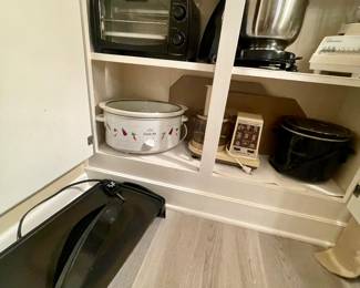 Toaster oven, crockpot, food processor,  Sunbeam mixer, blender, griddle.