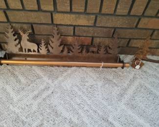 Copper & metal towel holder with matching tissue paper holder.