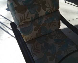 Outdoor chair, one of 6 chairs, round table & small table.