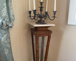 Marble top curio pedestal 