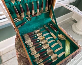 Brass & wood flatware 