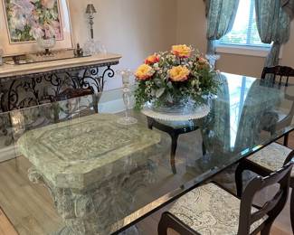 Glass top dining table