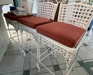 Wrought Iron & wicker bar stools