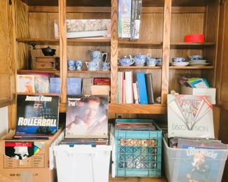 100s and 100s of laser disc movies - blue / white tea sets and antique coffee grinder