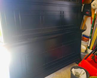 Queen, black wood bed frame - contemporary