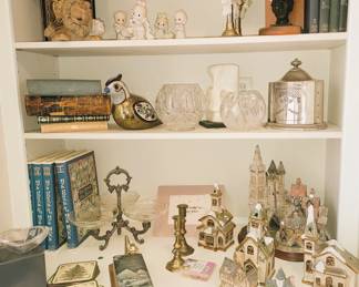 decorative houses, trinket boxes, antique books