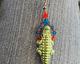 Sterling bale pottery Gator pendant