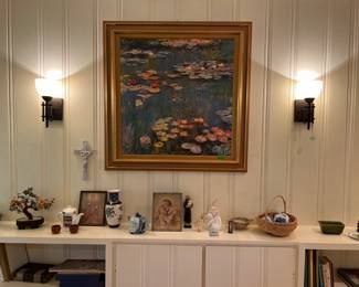 Jade tree, religious VTG items, various books and art