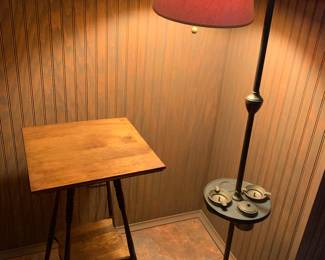 Small Bible table and smokers floor lamp