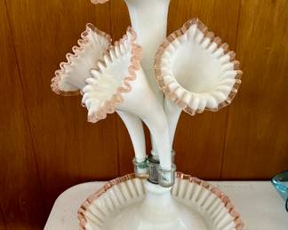 Fenton milk glass Epergne 