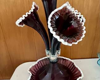 Fenton Amethyst Snow Crest Epergne 
