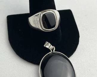 925 Silver Onyx Rings & Pendant