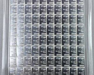 100x 1g Silver Bars, Valcambi Combibar .999