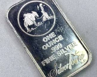 1oz Silver Bar, Silvertowne Prospector .999