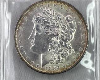 1884-O Morgan Silver Dollar, UNC w/ Rim Tone