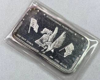 1oz Silver Bar, International Trade Eagle .999