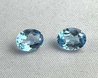 (2) 4.23Ct Total Oval Blue Topaz Gemstones