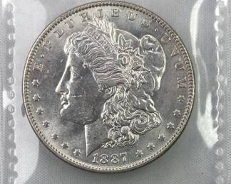 1887 Morgan Silver Dollar, Uncirculated