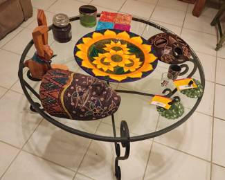 Coffee Table - Wrought Iron with Glass Top 