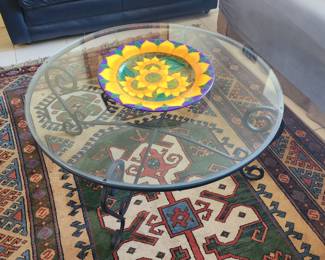 Iron and Glass Round Coffee Table