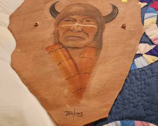 Rare Jenkins - This signed stunning Native American painting on sandstone is a rare find that will make a unique addition to any collection