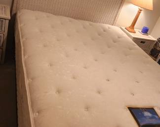 Bed With Frame & Wicker Headboard