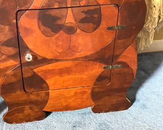 Wooden side table with the inconspicuous Panda!