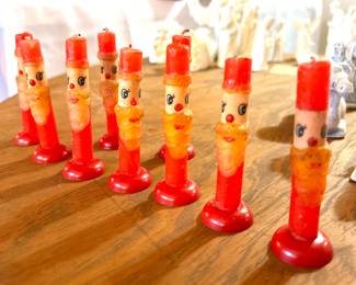 Vintage Santa slim candles with stands
