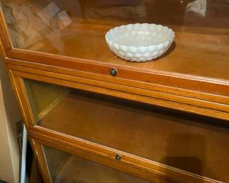 Antique Barrister’s bookcase with 4 separate units with class doors that swing up