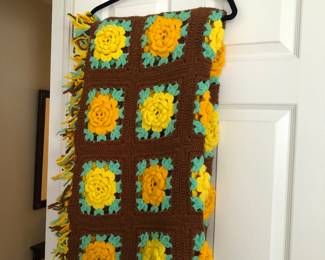 Vintage Hand Crocheted Granny Square Afghans