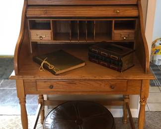 Solid Oak Roll Top Desk