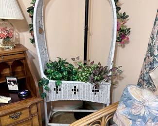 White Wicker Planter 