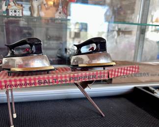 Vintage Steam Iron Salt and Pepper Set with Original Box