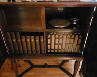 Brunswick circa 1920's rare electrified turntable record player, full of vintage records. In mint condition!