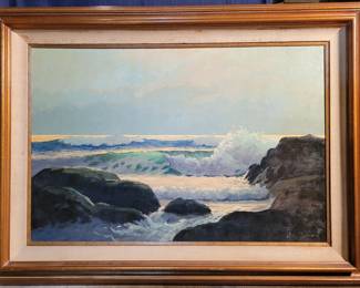 Large California seascape by prominent western artist Ray Swanson (1934-2007) 26x40