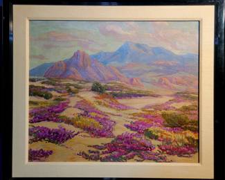 Large 24x30 California plein air desrt oil by Marie Kendall, listed artist. 1883-1957