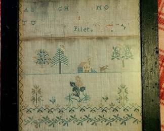 Antique hand stitched sampler, dated 1838