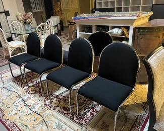 Set of Six MCM Chrome dining chairs with new performance fabric