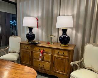 Antique French Pine Buffet, Ralph Lauren Lamps