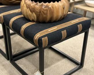 ROWE BRONZE AND BLACK, LEATHER OTTOMAN X2