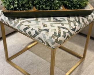 ROWE GREEN AND GOLD OTTOMAN X2