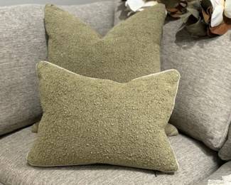 GREEN DOWN PILLOWS TWO SIZES ONE SET