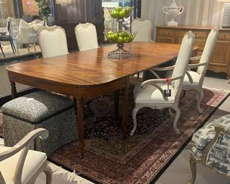 Irish Banquet Table, from two demilunes to 128" with four leaves